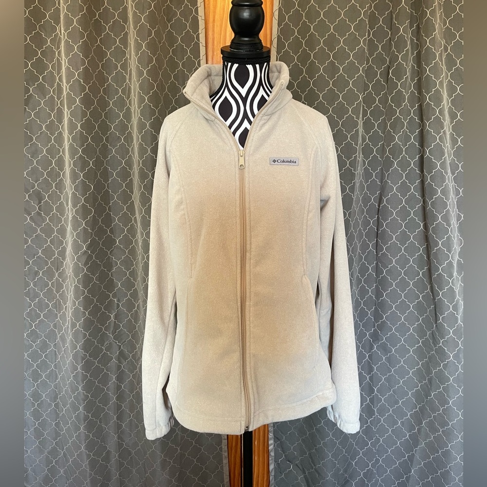 Columbia Fleece Full Zip Size M Tan